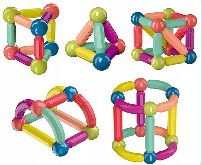 KLOCKI MAGNETYCZNE 64 ELEMENTY KREATYWNA ZABAWKA DIY MAGNETIC STICKS