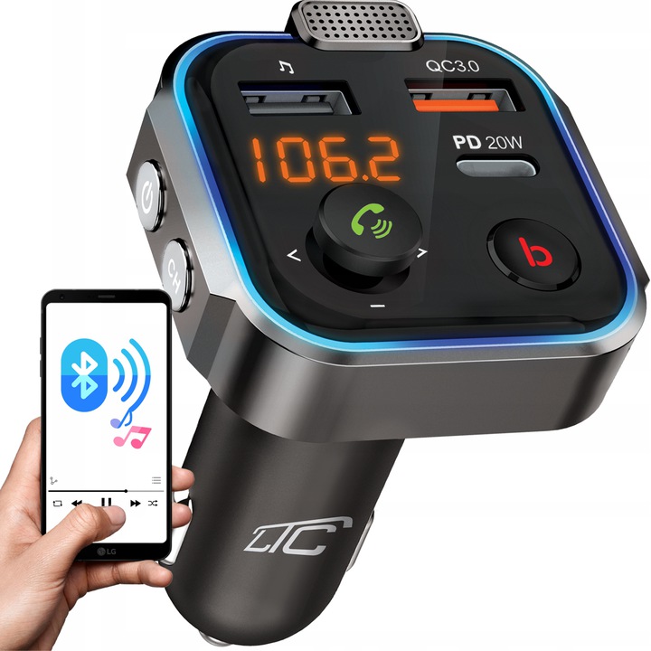TRANSMITER FM BLUETOOTH SZYBKA ŁADOWARKA DO AUTA