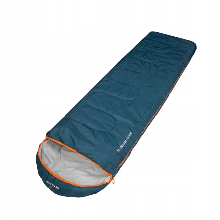 Śpiwór prostokątny Bergson Square 200 EZ Plus niebieski 2w1 Zamek Prawy