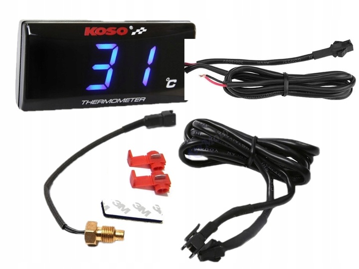 Termometr , wskaźnik temperatury silnika KOSO SLIM - niebieski