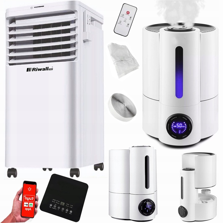 KLIMATYZATOR KLIMA PRZENOŚNY MOCNY MOBILNY 2,6kW +NAWILŻACZ ULTRADZIWIĘKOWY