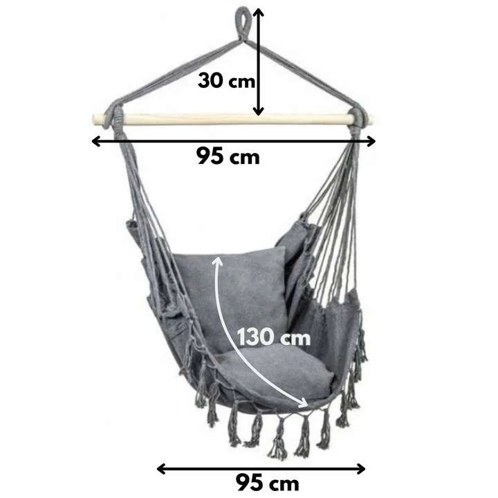 KRZESŁO BRAZYLIJSKIE FOTEL WISZĄCY HAMAK HUŚTAWKA NA BALKON BOHO +PODUSZKI