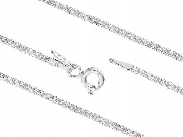 Długi Srebrny Damski Ozdobny Łańcuszek Popcorn 1,7mm Coreana Srebro 70 cm