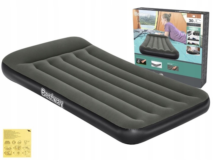 Materac Dmuchany Welurowy Jednoosobowy Łóżko 188x99x30 Bestway MODEL 2025