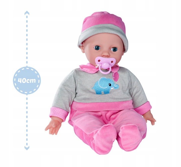DUŻA INTERAKTYWNA LALKA LAURA MIĘKKA GAWORZĄCA MÓWI PŁACZE BUTELKA SMOCZEK