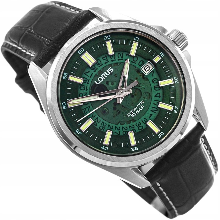 MĘSKI ZEGAREK LORUS RU409AX9 CZARNY NA PASKU AUTOMATYCZNY DATOWNIK 100M