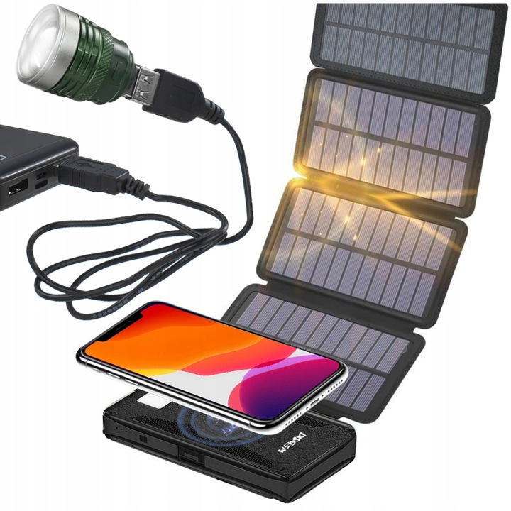 PANCERNY POJEMNY DUŻY POWERBANK SOLARNY 16000 mAh