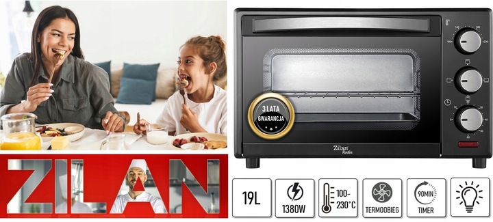 PIEKARNIK ELEKTRYCZNY 19L TERMOOBIEG+GRILL