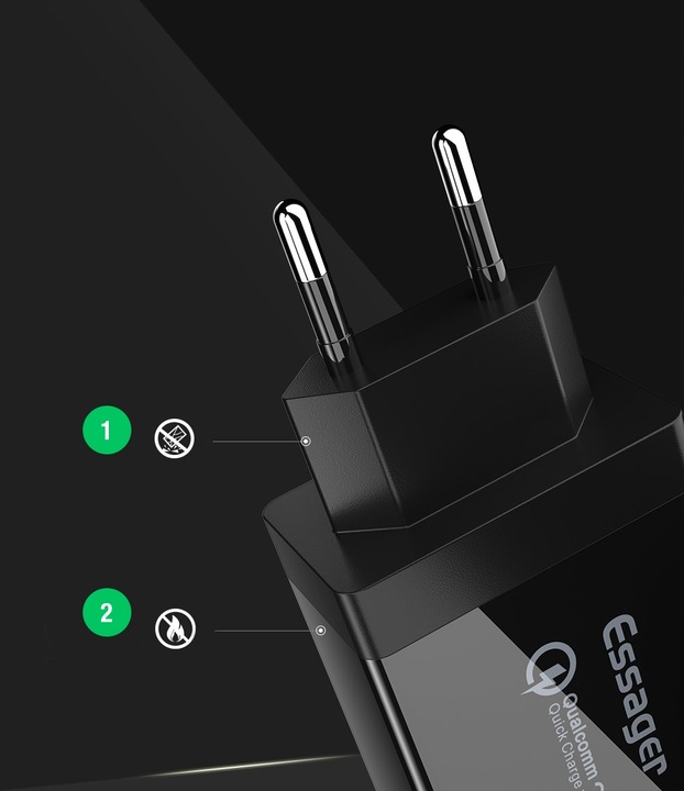 Szybka ładowarka sieciowa zasilacz 3x USB 30W QC3