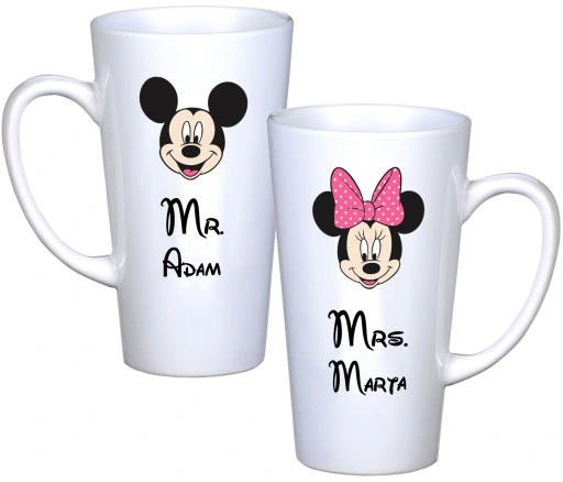 KOMPLET KUBKÓW LATTE DLA PAR PREZENT DUŻE 450ml PREZENT Z NADRUKIEM