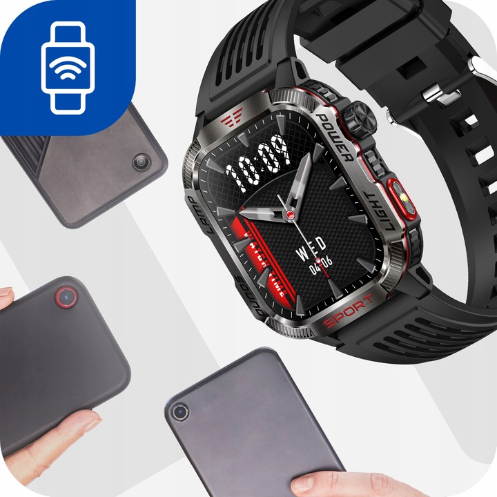 SMARTWATCH MĘSKI MILITARNY ZEGAREK POLSKIE MENU ROZMOWY 600 MAH SMART WATCH