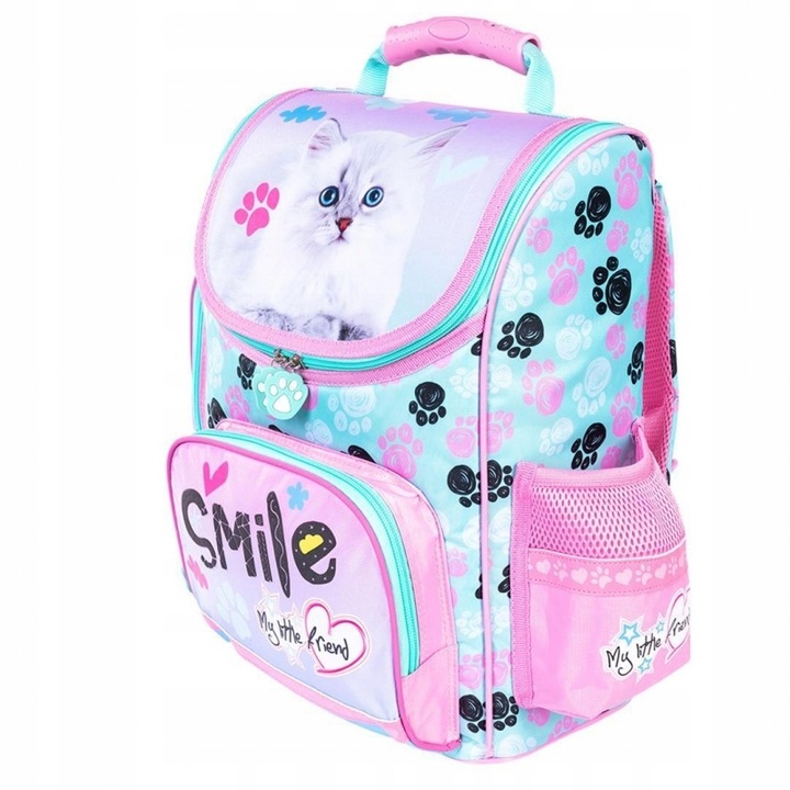 Tornister szkolny + fartuszek + kredki My Little Friends Cat kotek pastel