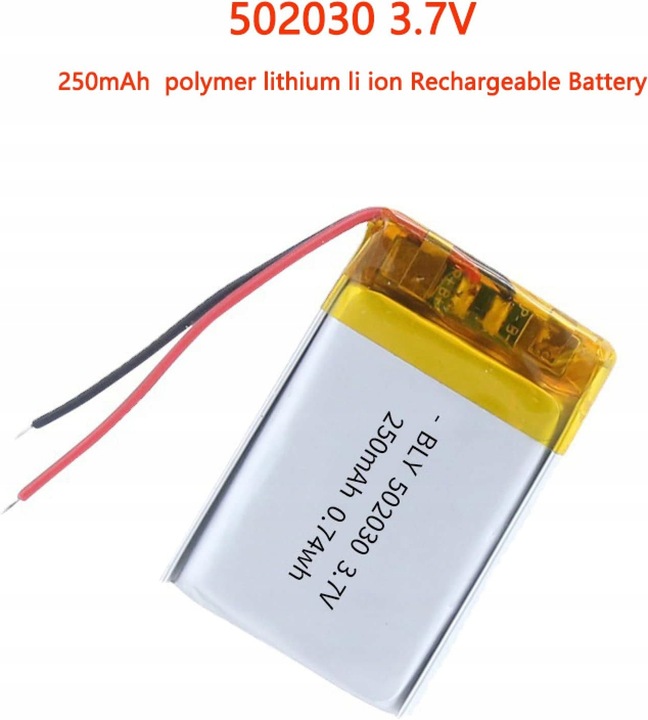 Bateria litowa 3,7 V 250 mAh 502030 | Obwód ochronny | Dla TWS