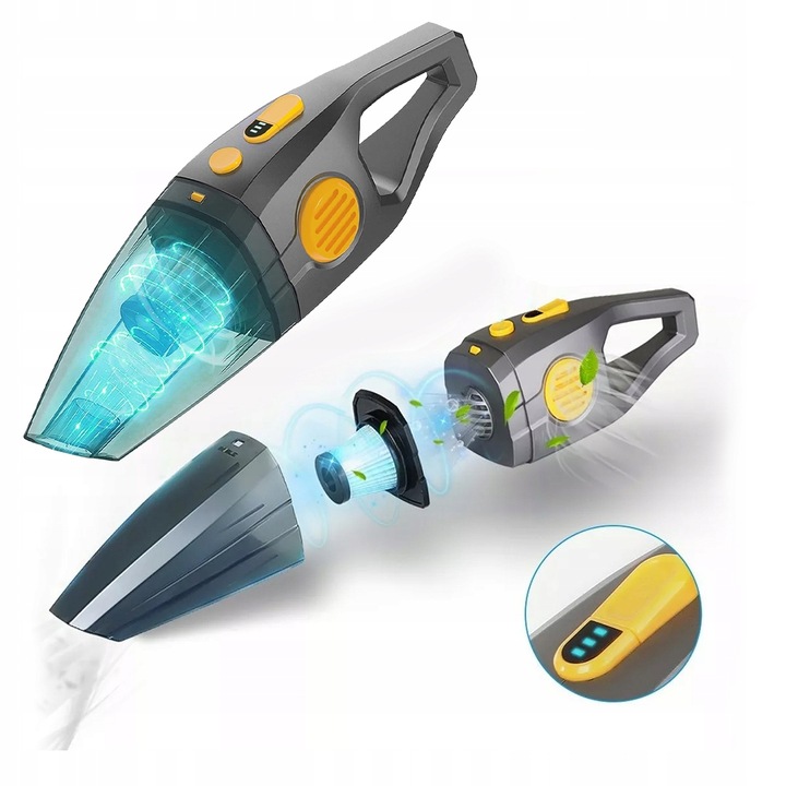 MOCNY ODKURZACZ SAMOCHODOWY RĘCZNY Z FUNKCJĄ PRANIA ZASYSA WODĘ 9.5KPA 120W