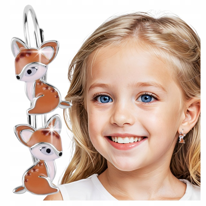 KOLCZYKI SREBRNE DLA DZIEWCZYNKI SARENKA ANGIELSKIE ZAPIĘCIE SARENKI BAMBI