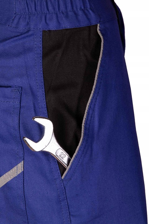 Spodnie robocze ochronne Bawełna 100% do pracy z odblaskami niebieskie r 54