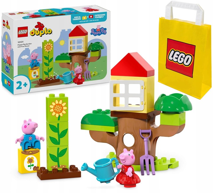 LEGO DUPLO 10431 Ogród i domek na drzewie Peppy ŚWINKA PEPPA George torba