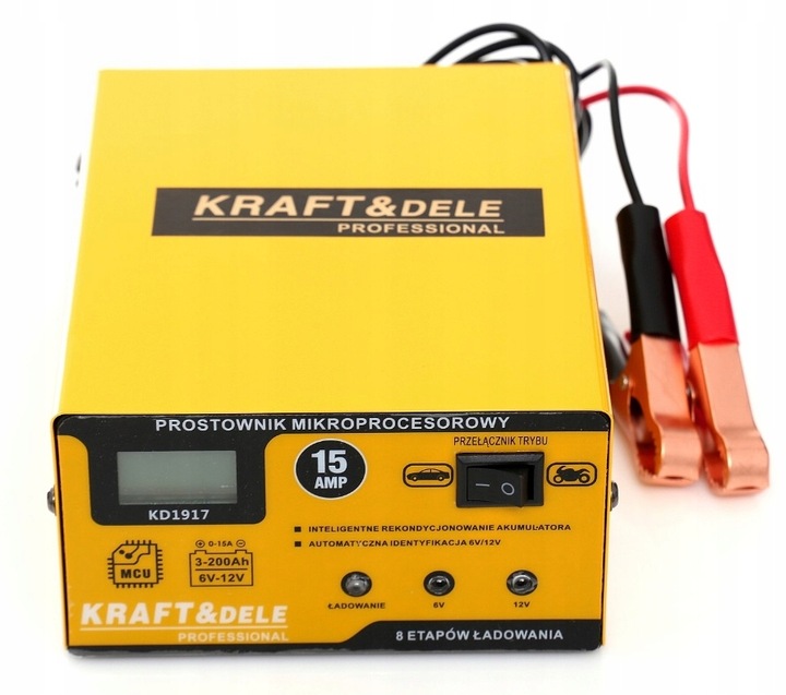 PROSTOWNIK DO AKUMULATORA AKUMULATORÓW 6/12V 15A AGM ŻEL SZYBKA ŁADOWARKA