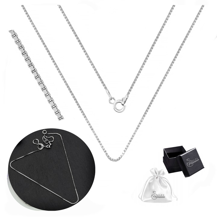 Łańcuszek Srebrny pr. 925 Rodowany Splot Kostka Wenecjana | 60 cm x 1 mm