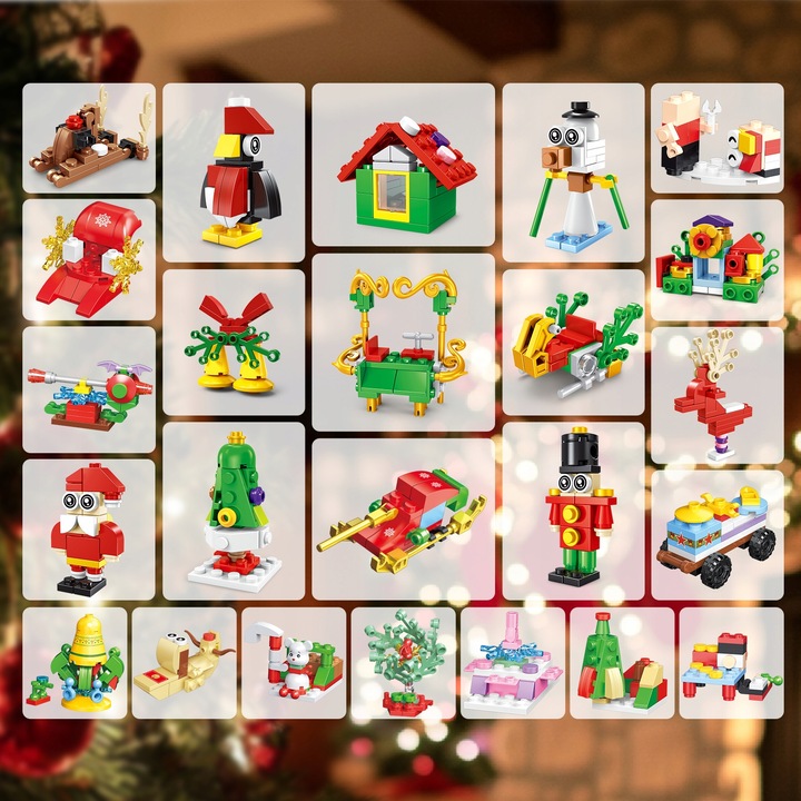 KALENDARZ ADWENTOWY DLA DZIECI KLOCKI ŚWIĄTECZNE 50w1 MIKOLAJ FIGURKA 609el