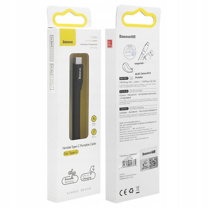 Krótki Płaski Kabel USB-C do Android Auto | 23cm