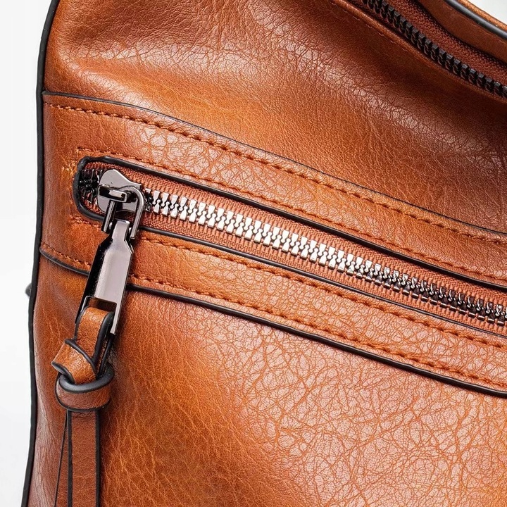 Torebka TORBA BRĄZOWA Pojemna Damska Eko Skóra na Zamek A4