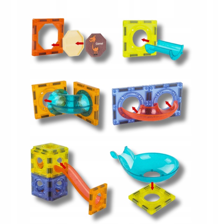 KLOCKI MAGNETYCZNE KONSTRUKCYJNE ŚWIECĄCY KULODROM TOR EDUKACYJNE PANELE 75