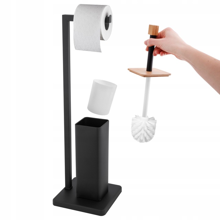 SZCZOTKA DO WC STOJAK ŁAZIENKOWY NA PAPIER TOALETOWY BAMBUS DO ŁAZIENKI