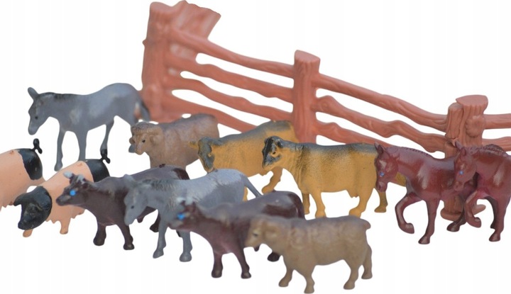 FARMA FIGURKI ZWIERZĘTA WIEŚ DUŻY ZESTAW W POJEMNIKU GOSPODARSKIE ZAGRODA M