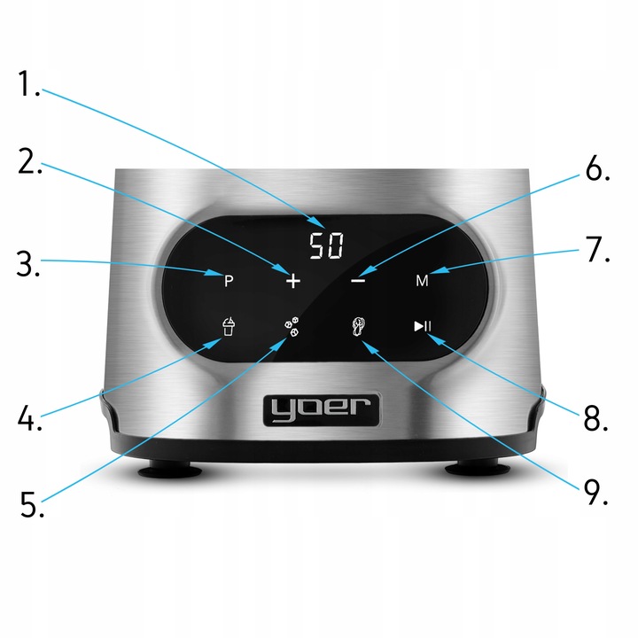 Blender kielichowy Wyciskarka do soków Yoer 2200W 2,4L INOX +TURBO
