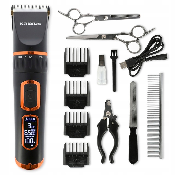 MASZYNKA DO STRZYŻENIA PSÓW PSA ZWIERZĄT ZESTAW NOŻYCZKI GRZEBIEŃ PILNIK