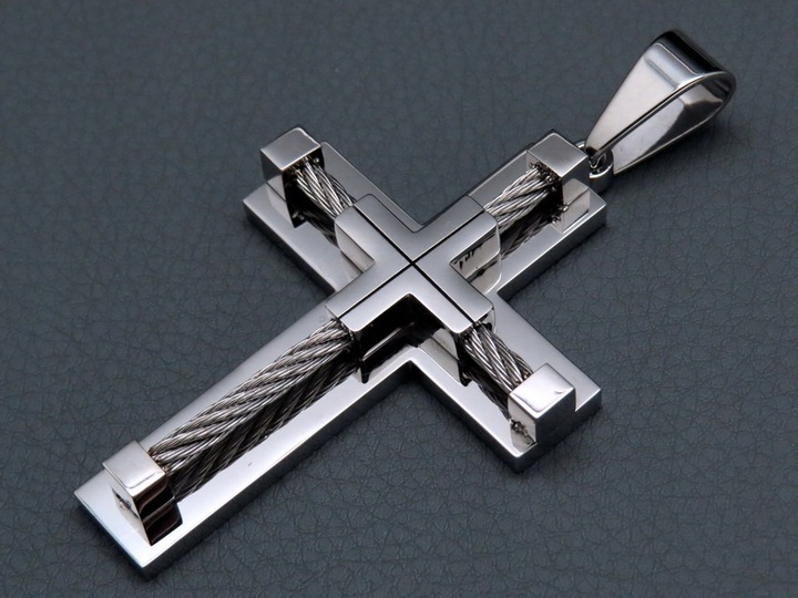 DUŻY KRZYŻ KRZYŻYK ZAWIESZKA NA ŁAŃCUSZEK STAL 316