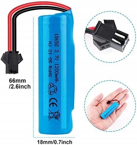 Baterie 3.7 V 1200 mAh USB Ładowanie SM-2P Wtyczka, kompatybilna z DE45