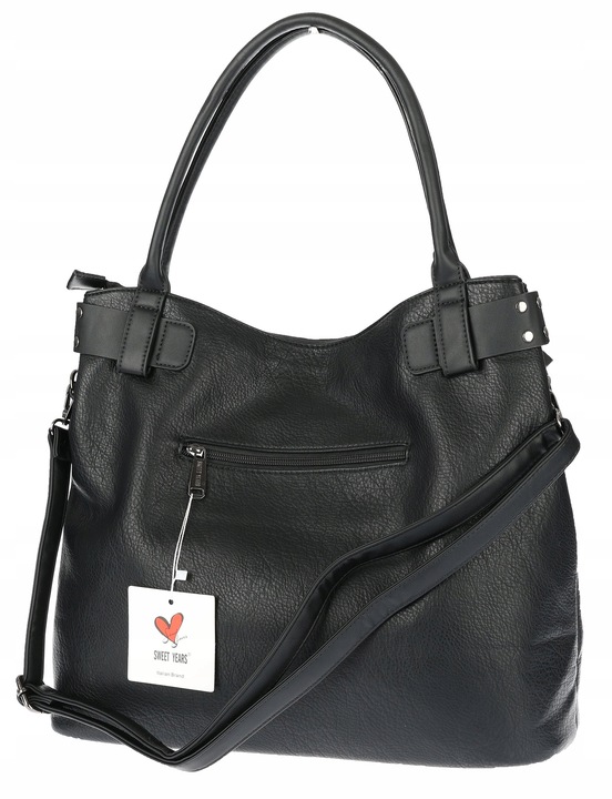 Torebka Damska Shopper worek modna duża torba A4 na Ramię 6866 Czarna