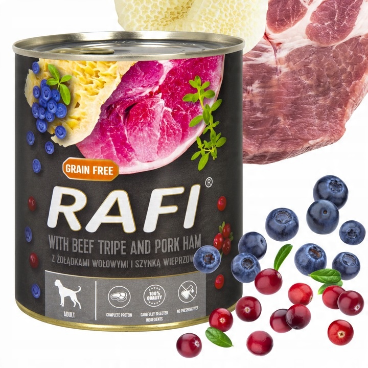 Karma mokra dla psa Dolina Noteci RAFI PREMIUM MIX smaków 24x800g