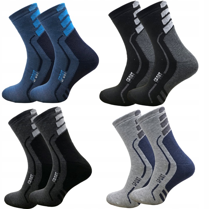 4x pary SKARPETY męskie zimowe THERMO bawełniane grube FROTTE mocne 43-46