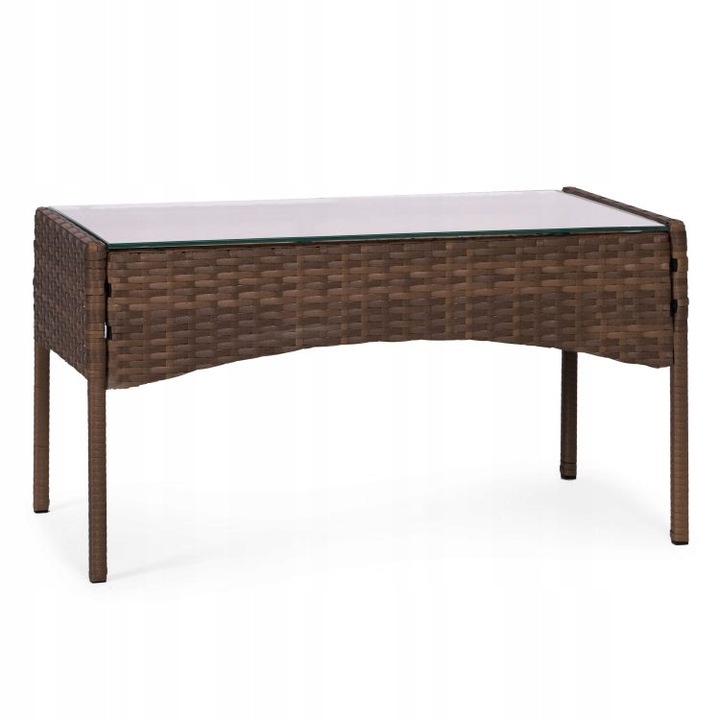 ZESTAW MEBLI OGRODOWYCH Z TECHNORATTANU ŁAWKA STÓŁ KRZESŁA BRĄZ MultiGarden