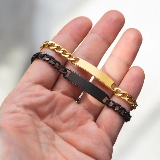 Bransoletki dla par z grawerem pancerka ze stali