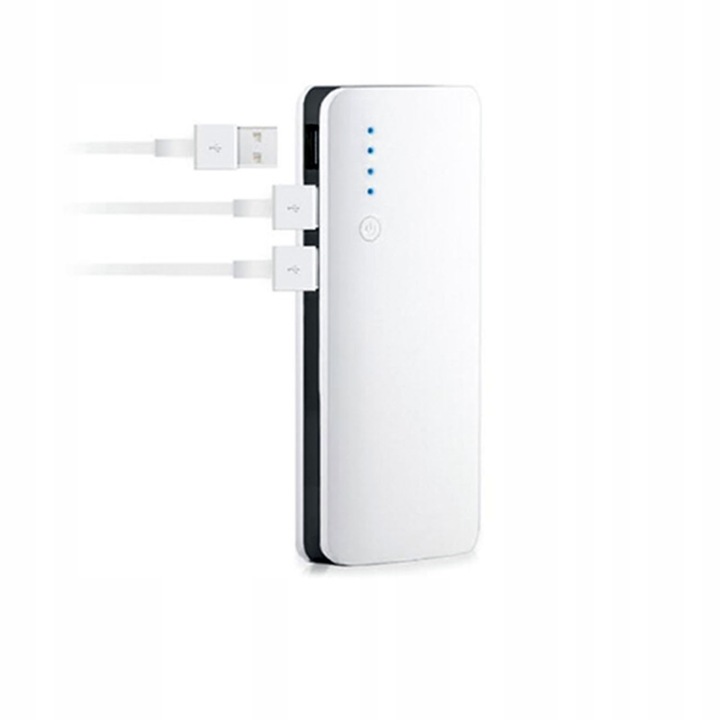 Powerbank 20 000 mAh 3xUSB czarny Z LATARKĄ LED