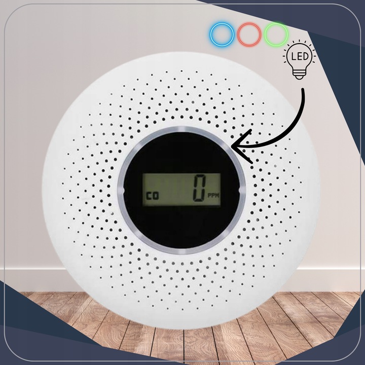 Czujnik Czadu i dymu Tlenku Węgla Detektor Alarm Wykrywacz Czadu CERTYFIKAT