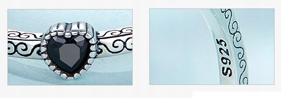 Pierścionek Srebrny 925 Z Serce Wzór Pierścionki Srebrne Regulowany Srebro