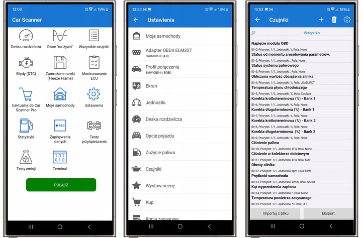 INTERFEJS DIAGNOSTYCZNY OBD2 BLUETOOTH ANDROID iOS WINDOWS - MENU PL BT 4.0