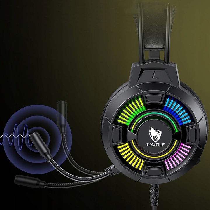 SŁUCHAWKI Z MIKROFONEM GAMINGOWE DO GRANIA DLA GRACZY NAUSZNE RGB USB 7.1