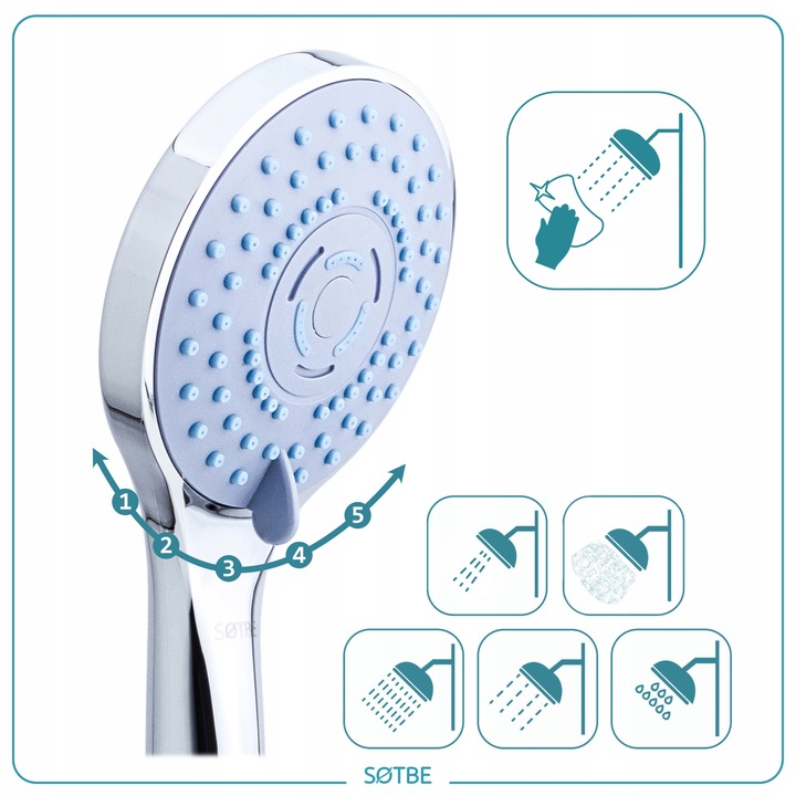 Słuchawka pod prysznic wielofunkcyjna - 60% wody SOTBE BLA LARK-SOHE-6