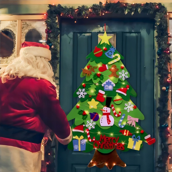 CHOINKA Z FILCU FILCOWA LED ZABAWKA DLA DZIECI DEKORACJE ŚWIĄTECZNE ŚWIĘTA