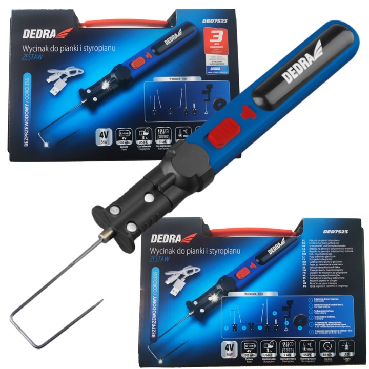 DEDRA NÓŻ TERMICZNY DO STYROPIANU BONIARKA bezprzewodowY 550°C DED7523