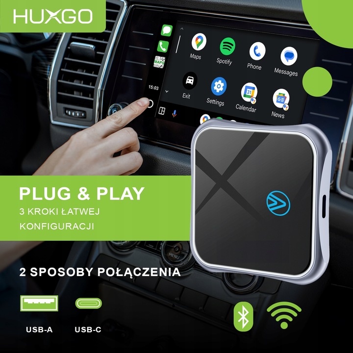 HUXGO bezprzewodowy adapter samochodowy do Android Auto