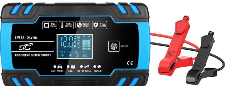 PROSTOWNIK AUTOMATYCZNY SAMOCHODOWY FUNKCJA NAPRAWY DO AKUMULATORÓW 12V 24V