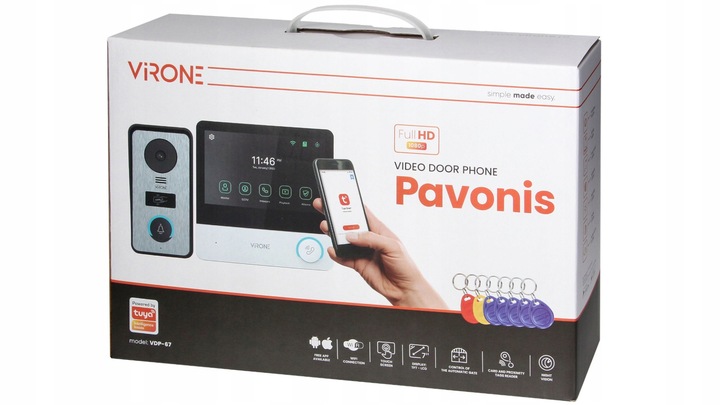 WIDEODOMOFON WiFi Domofon Full HD Czytnik BRELOKI Brama 7" + APLIKACJA TUYA