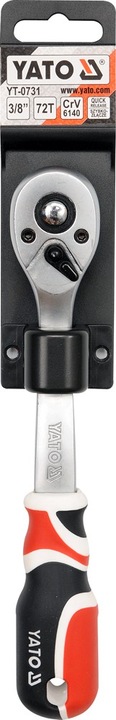 YATO ZESTAW GRZECHOTEK 3 SZTUKI 1/4" 3/8" 1/2" WYGIĘTA QUICK RELASE 72 ZĘBY